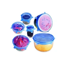 Silicone Stretch Lids, Multi Size Reusable Silicone Lids Food And Bowl Covers, Dishwasher And Freezer Safe (Color May Vary) (Pack Of 6 Pcs), 10x10x2 Cm
