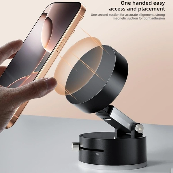 A2 Foldable Magnetic Vacuum Car Phone Holder Foldable Suction Cup with Suction Cup Hands-Free Navigation for Smart Phone 