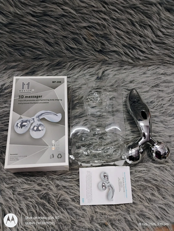  Manual 3D Massager Roller 360 Rotate Face Full Body Shape for Skin Lifting Wrinkle Remover Facial Massage Relaxation Tool, 15.5 x 9.5 x 5 cm, Silver