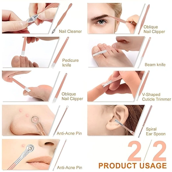 16-Piece Manicure Set Nail Clipper Kit – Stainless Steel Nail & Pedicure Tools for Men & Women | Professional Grooming Kit for Hand, Foot, Skin & Facial Care in Travel Case(16 in 1)