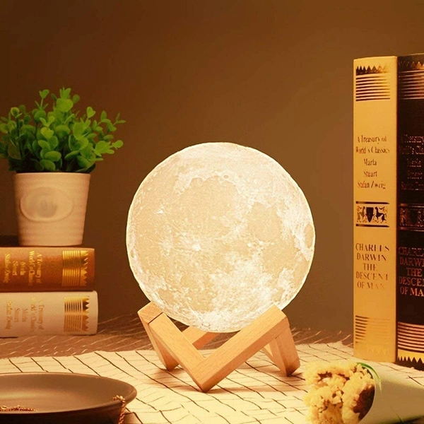 RECHARGABLE 3D Moon Night Lamp – Rechargeable with 7 Color Changing Features, 15CM – Elegant Plastic Design for Beautiful Indoor Lighting in Bedrooms and Kids' Rooms | Gifts for Woman | Valentine Gift