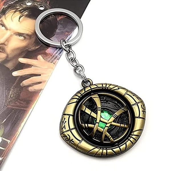 Marvel Avengers Doctor Strange Eye of Agamotto Keychain and Keyring Rotating Shield Eye of Agamotto