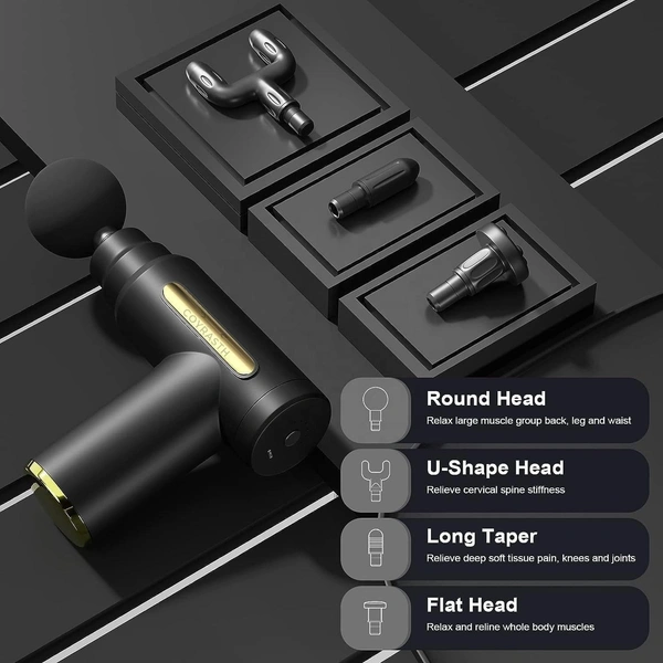 Portable Massage Gun for Pain Relief, Unisex Deep Tissue Massage Gun, Muscle Relaxing Body Massage Machine for Home, Handheld 6 Speed with 4 Heads (BLACK) - BIG BOX