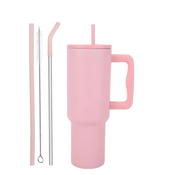 1.2L Stainless Steel Insulated Water Tumbler with Lid and Straw |12hr Hot & 8hr Cold| Fits Cup Holder| Leak Proof| Gym, Office,Home| Includes 2 Straw,1 Brush 