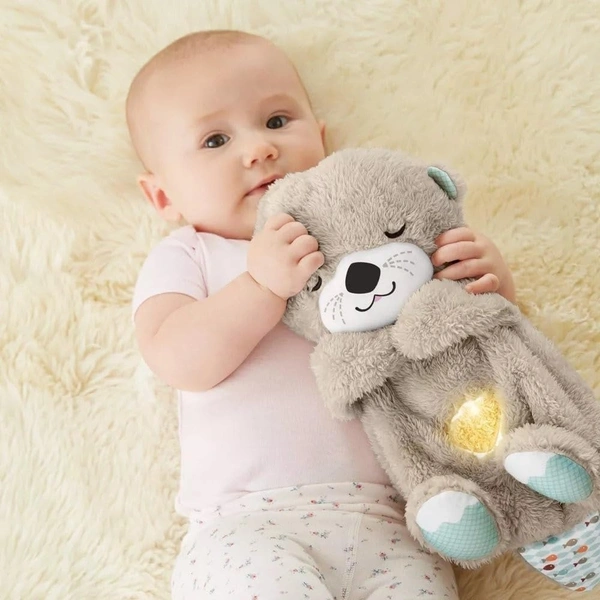 Breathing Teddy Bear, Portable Plush Sound Machine with Music Lights & Breathing Motion for Newborns Baby Gift for Kids