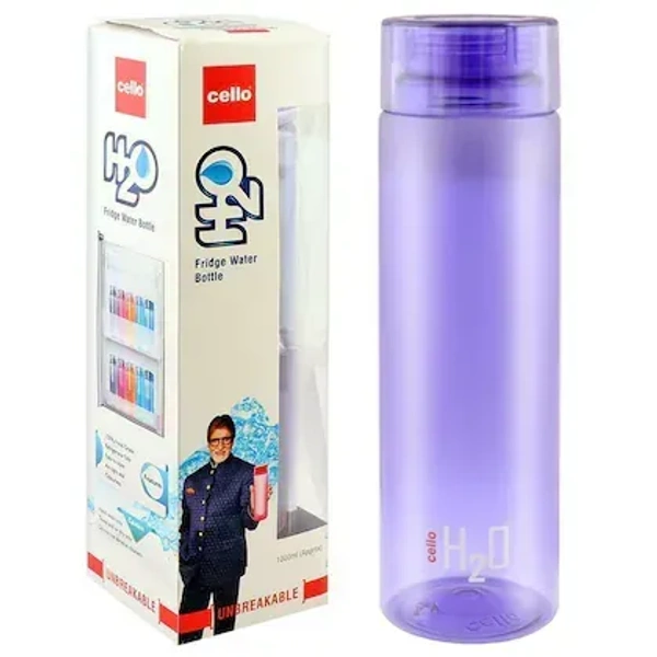 H2O Round Unbreakable Plastic Water Bottle | Lid is sealed by a silicone ring | Leak proof & break-proof | Best Usage for Office/School/College  - 1000ML