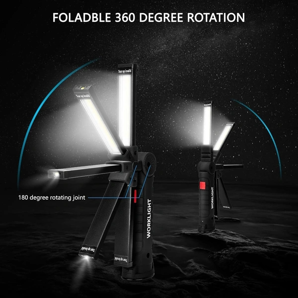LED Worklight Flashlight, COB Rechargeable Lights with Magnetic Base 360 Degree Rotate and 4 Modes Flood Light Inspection Construction Light for Car Repair, Household and Emergency Use.
