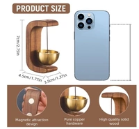Wooden Magnetic Doorbell with Brass Bell, Japanese Style Musical Door Chime, Wood and Brass (7cm Height) Dark Brown