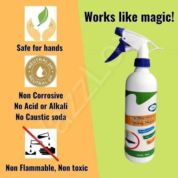  Kitchen Cleaner Spray Oil & Grease Stain Remover Stove & Chimney Cleaner Spray Non-Flammable Nontoxic Magic Degreaser Spray for Kitchen Gas Stove Cleaning Spray for Grill & Exhaust Fan (450ml)