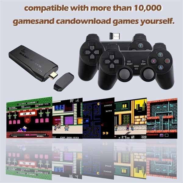 Wireless video games for tv gaming Retro gaming console with Game Stick 1080p Plug & Play TV Video Game Set for 2 player with 9Emulator for Kids & Old School Station Video Game