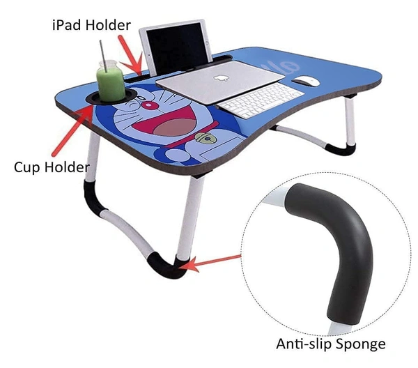 Multi-Purpose Print Laptop Table with Dock Stand, Study Table, Bed Table, Foldable and Portable Table
