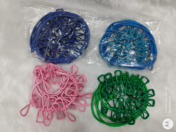 Clip Rope | Cloth Line Rope | Portable Drying Rope with 12 Clips and 2 Hooks | Drying Rope for Balcony-Garden-Terrace-Backyard-Travel-Camping | Multicolor [Pack of 1]