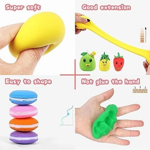 (Pack of 12) Air Dry Clay, Colorful Children Soft Clay, Creative Art Crafts, Gifts for Kids-Multi Color. Non-Toxic Modeling Magic Fluffy Foam Bouncing Clay Putty Kit for Kids with Tools - with tool
