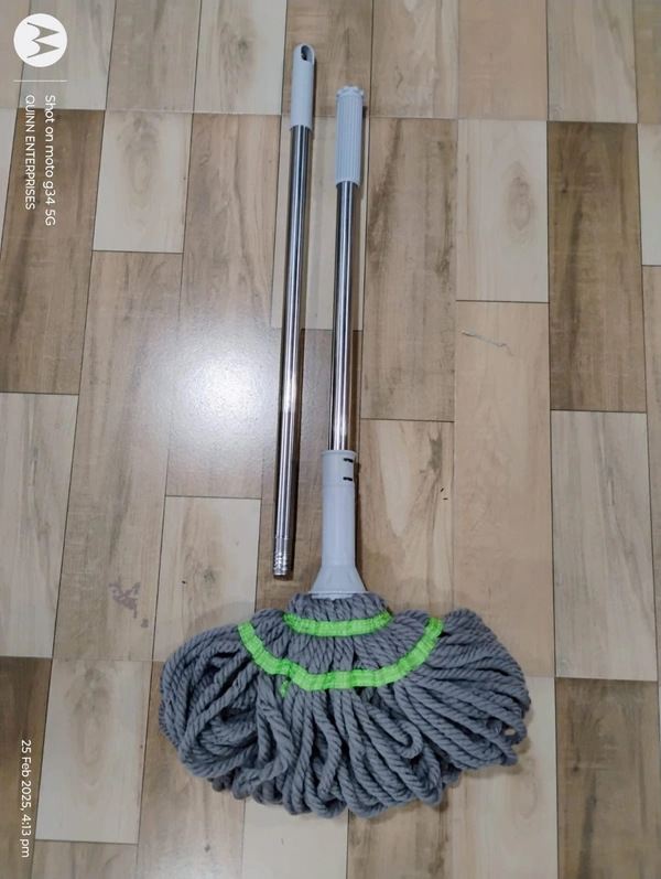 Stainless Steel Microfiber Twist Mop | Self-Wringing Squeeze Mop with Extendable Handle for Efficient Floor Cleaning | Reusable Dust Mop for Home, Office