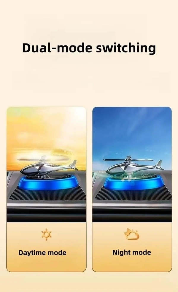 Solar Powered Car Perfume Diffuser/Dispenser | Helicopter Design, Auto Rotation Fan | for Car Dashboard with Perfume Liquid & Organic Fragrance