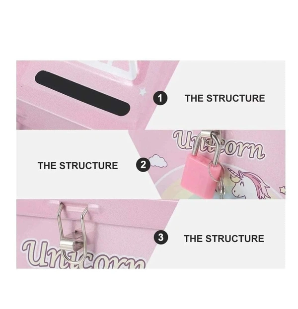 Unicorn Piggy Bank, Hut Shaped Money Box with Lock and Key for Kids, Girls, Boys