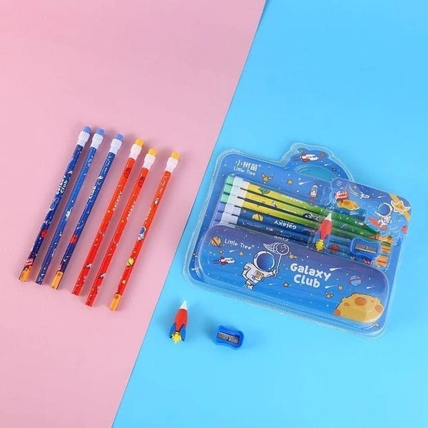 Stationary Set for Kids, Cartoon Theme Stationary Kit for Boys, Pencil Set for Kids, Eraser Set for Kids, - Stationary Kit Set for Boys/Birthday Gifts for Kids (GP 8001-E)