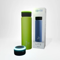 800ml Smart Water Bottle with 30-Minute Drinking Reminders (950 ml) | 6 Glow Colors + Audio Alerts | USB-C Charging | Stainless Steel | Leak-Proof | Anti-Skid Base | Matte Finish