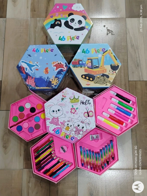 46 Pcs Art Set, Art Box,Art Kit, Kids Painting Set for Kids, Box with Colour Pencil, Crayons, Water Colour, Sketch Pens (Print May Very)
