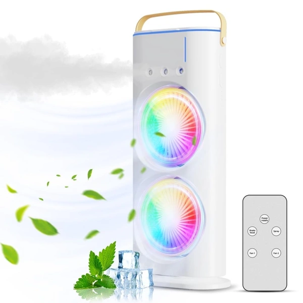 Mini Air Cooler for Room Cooling AC Portable Mini Fan | Artic Cooler with 280ml | Rechargeable Mist Cooling Fan | 3 H Timer, 3 Wind Speeds, and 3 Spray Modes for Office, Home, Kitchen - White