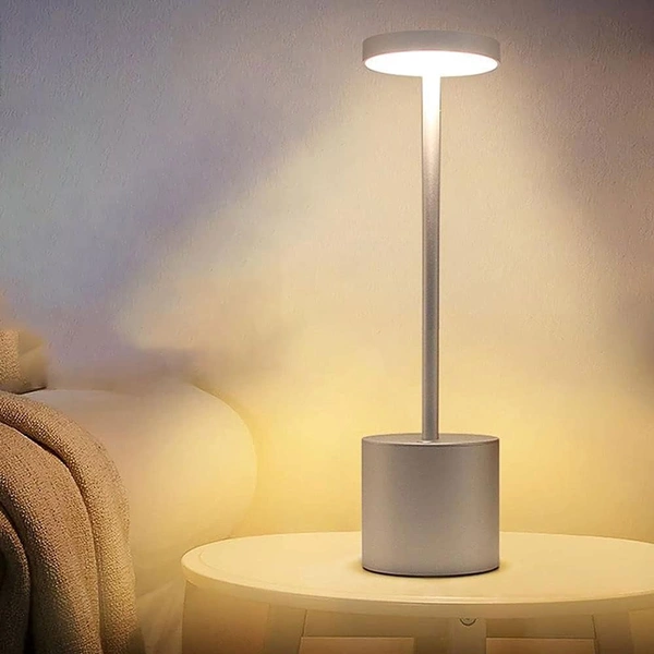 Modern Wireless LED Table Lamp Rechargeable Touch Control Lamp with Gold Metal Finish, Dimmable Warm Light for Home, Office, and Bedside