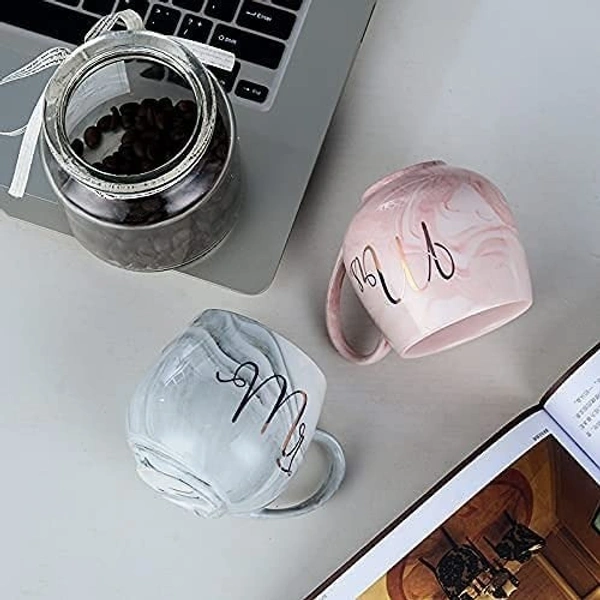 Ceramic Coffee Mug -Mr N Mrs Round Mugs For Couples, Printed Coffee And Tea Ceramic Mug Perfect Wedding Gift Mug Set (Pack Of 2), 300 ML