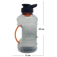 Sports Gallon Plastic Water Bottle 1.5L with Mixer Ball and Strainer BPA Free (Transparent Black)
