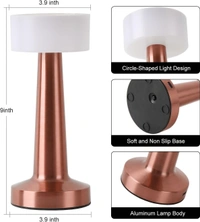 Dumbbell Shape Rechargeable RoseGold Metal LED Table Lamp with Touch Sensor, 3 Levels Brightness, Cozy Warm Lighting - Ideal Bedside Lamp or Night Light for Kids Nursery, Room Decor, Cafe Bar - Low Quality