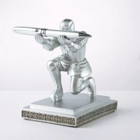 Knight Pen Holder – Decorative Resin Pen Holder and Desk Organizer with Knight Design, Office and Home Ornament, Elegant Silver Finish, Gift for Professionals & Students