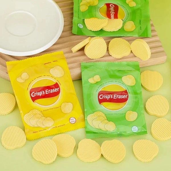  Chips Potato Chips Erasers for Kids - Rectangular Yellow Vinyl Eraser