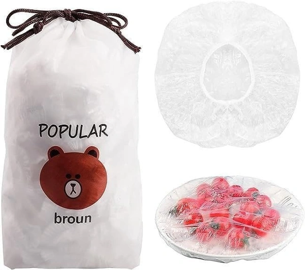 100pcs Plastic Bags Food Cover Fresh Keeping Reusable Elastic Food Storage Covers with Stretch Adjustable Bowl Lids Universal Kitchen Wrap Seal Bags for Food Vegetables Fridge Storage