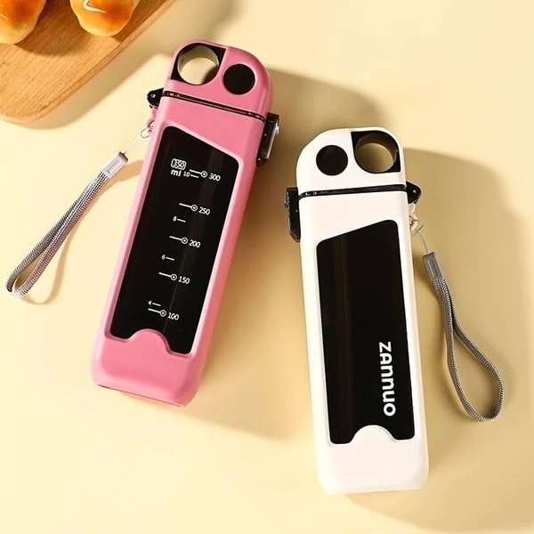 Sports Water Bottle 350ML, Leakproof Square BPA Free Plastic Portable Drinks Bottle, Sturdy and Durable Flat Water Bottle for Sports, Fitness, Gym, Cycling