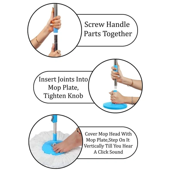 Mop Stick for Floor Cleaning, 360 Degree Spin Mop Stick Rod with 1 Microfiber Refill
