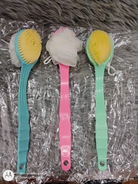 2 IN 1 Loofah with handle Body Brush, Bath shower Brush & Loofah Back Scrubber with Curved Long Handled for Skin Exfoliating Bath, Massage Bristles Suitable for Wet or Dry, Men and Women (Multi Color)