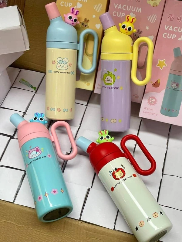 800 ml Soft Pastel Bunny Water Bottle Leakproof Insulated Bottle with Handle Imported