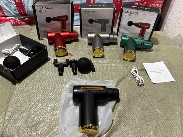 Portable Massage Gun for Pain Relief, Unisex Deep Tissue Massage Gun, Muscle Relaxing Body Massage Machine for Home, Handheld 6 Speed with 4 Heads (BLACK) - SMALL BOX