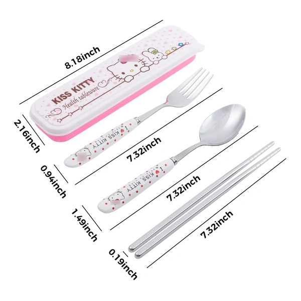 Spoon Set Stainless Steel Chopstick, Spoon and Fork Cutlery Set for Women, Men, Kids Eating Food Portable Tableware Dining Accessories.
