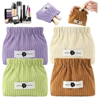 Mini Elastic Storage Bag Handbags for Women Mini Makeup Bag Corduroy Storage Bag Envelope Cosmetics Storage Self Closing Makeup Pouch, Pocket Cosmetic Bag. (Pack of 1)