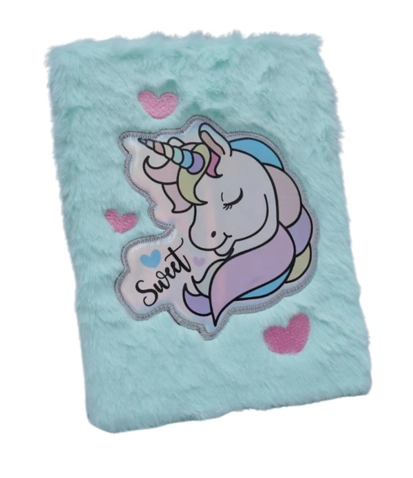 Unicorn Fur Diary Cute Fur Notebook Personal Diary for Kids Kanya Pujan Gift Unicorn Design A5 Ruled For Kids-Light Diary