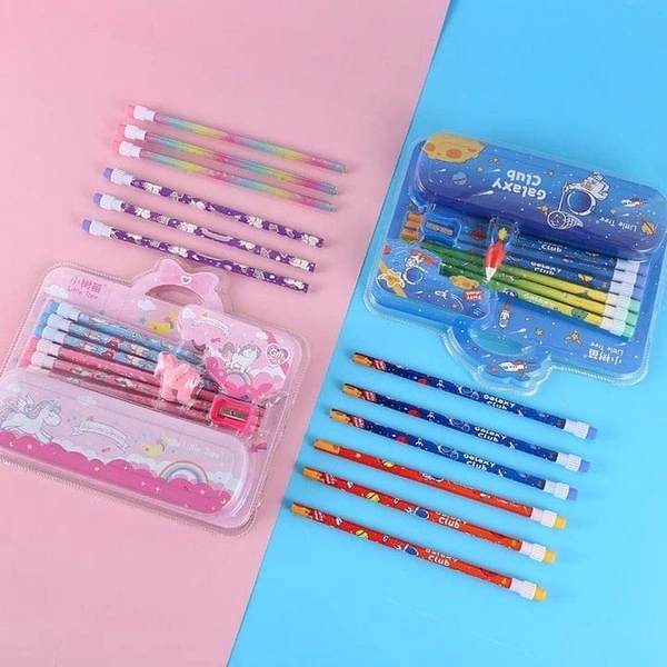 Stationary Set for Kids, Cartoon Theme Stationary Kit for Boys, Pencil Set for Kids, Eraser Set for Kids, - Stationary Kit Set for Boys/Birthday Gifts for Kids (GP 8001-E)