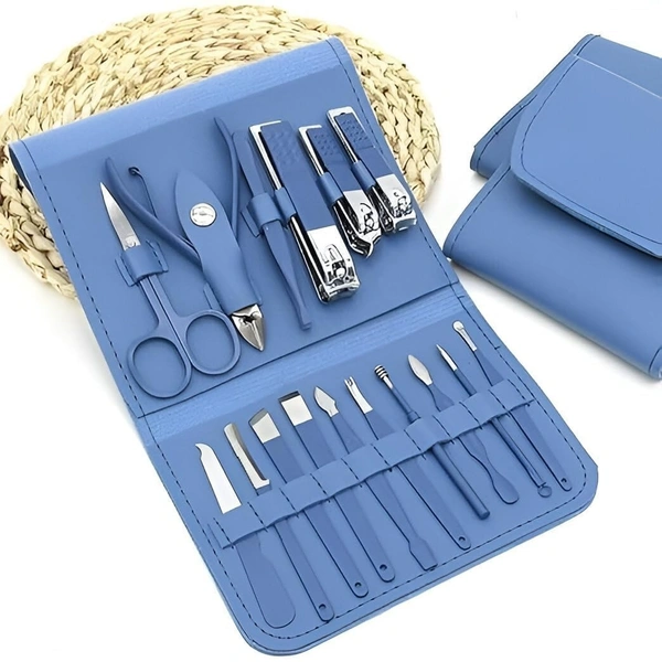 16-Piece Manicure Set Nail Clipper Kit – Stainless Steel Nail & Pedicure Tools for Men & Women | Professional Grooming Kit for Hand, Foot, Skin & Facial Care in Travel Case(16 in 1)