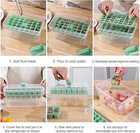 2 Layer Ice Cube Tray with Lid & Bin use for Home, Kitchen Easy Press Ice Tray Container Cube Tray with Storage Box Ice Cubes for Whiskey Cocktails, Mocktails, Soft Drinks
