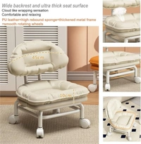 Backrest Roller Stool, Soft Widened Roller Seat, Metal Frame, for Garden Home Massage Office, Garage