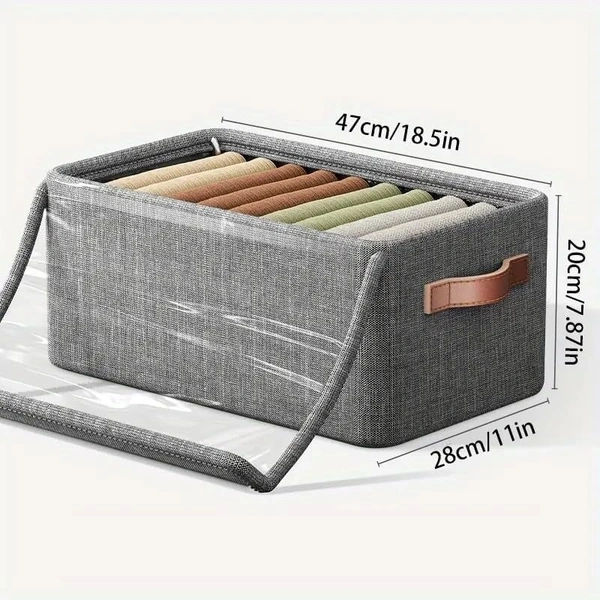 26l Storage Organizer Box with Lid Handles Foldable Metal