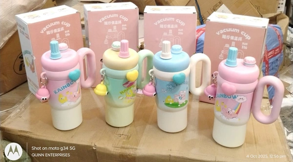 Kids Tumbler, 850ml Double-Walled Travel Mug,Stainless Steel Vacuum Insulated Cup - Leak Proof - Cartoon Character Design with Straw, BPA Free