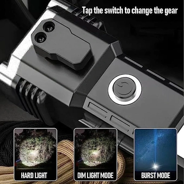 Rechargeable Hammer Torch Light – 6 in 1 LED 3W Torch Flashlight with Glass Breaker & Seat Belt Cutter, Long Distance Beam, Water Resistant, Portable Emergency Rechargeable Light for Home & Outdoor