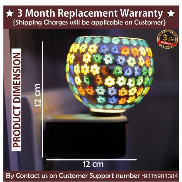 Electric Kapoordani Camphor Diffuser Glass With On/Off Switch To Toggle Between Auto Cut Burner And Lamp(Multicolor Leaf)