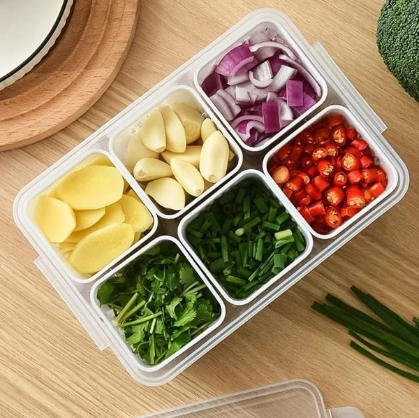 6in1 Fridge Storage Boxes, Freezer Storage Containers, Vegetable Storage Box,Container for Kitchen Storage Set Food Storage with Transparent