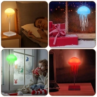  Plastic Night Light Jellyfish LED Lamp with Dancing Legs,RGB Gradient Bedside Lamp with Voice Control,Rechargeable Table Light with Touch Sensor for Kids Bedroom,Living Room