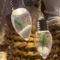  Christmas Tree Snow Globe String Lights, 10 LED Clear Bulbs Christmas Tree String Lights